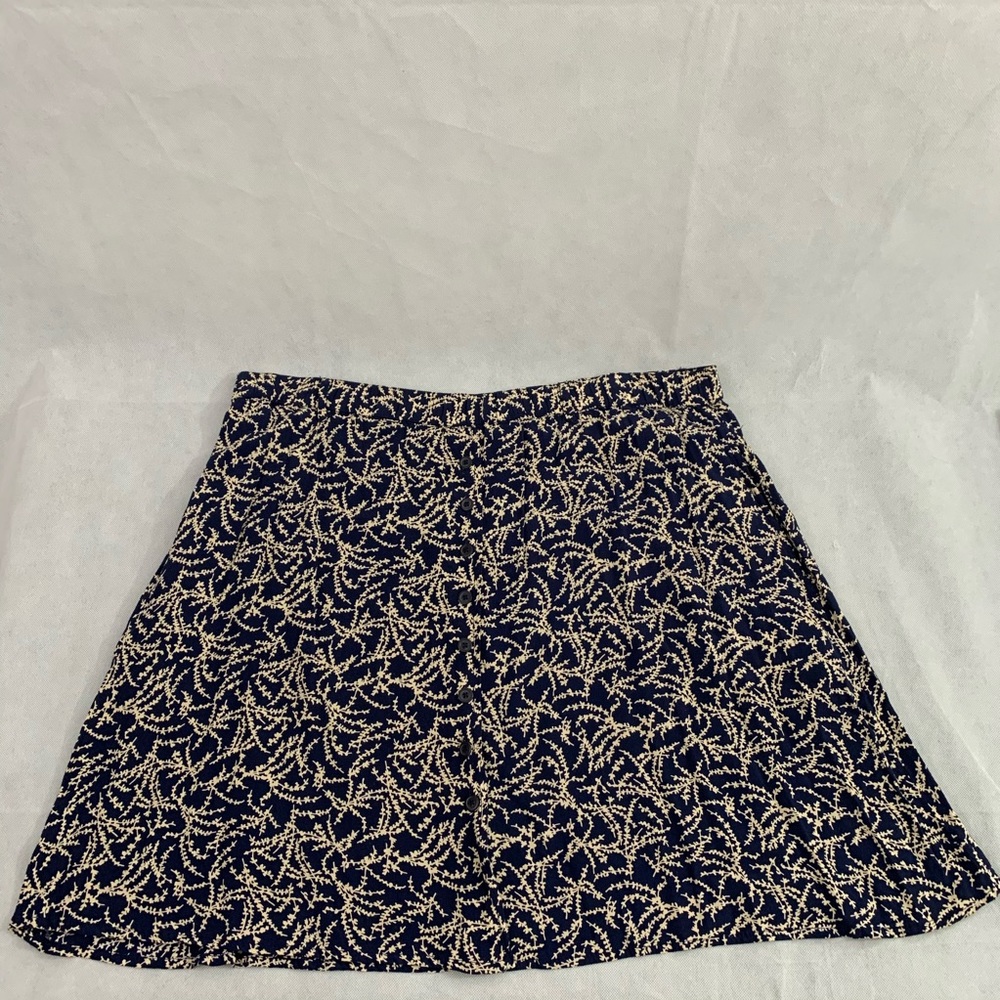Eddie Bauer Button Mini Skirt Size L Navy Floral